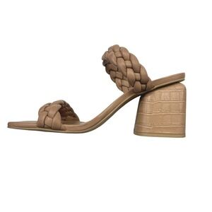 Dolce Vita‎ Braided Block Heel Sandals 8 Beige Square Toe Quiet Luxury Chic